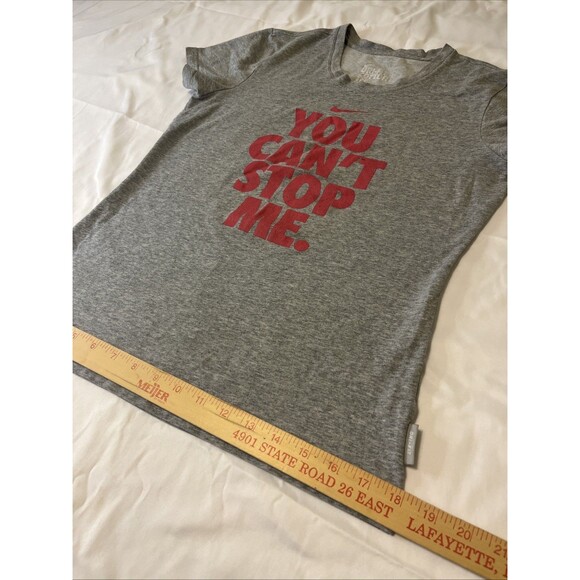 Nike Dri Fit Cotton Tee Women’s Med Grey Pink You Can’t Stop Me T Shirt - Picture 7 of 12